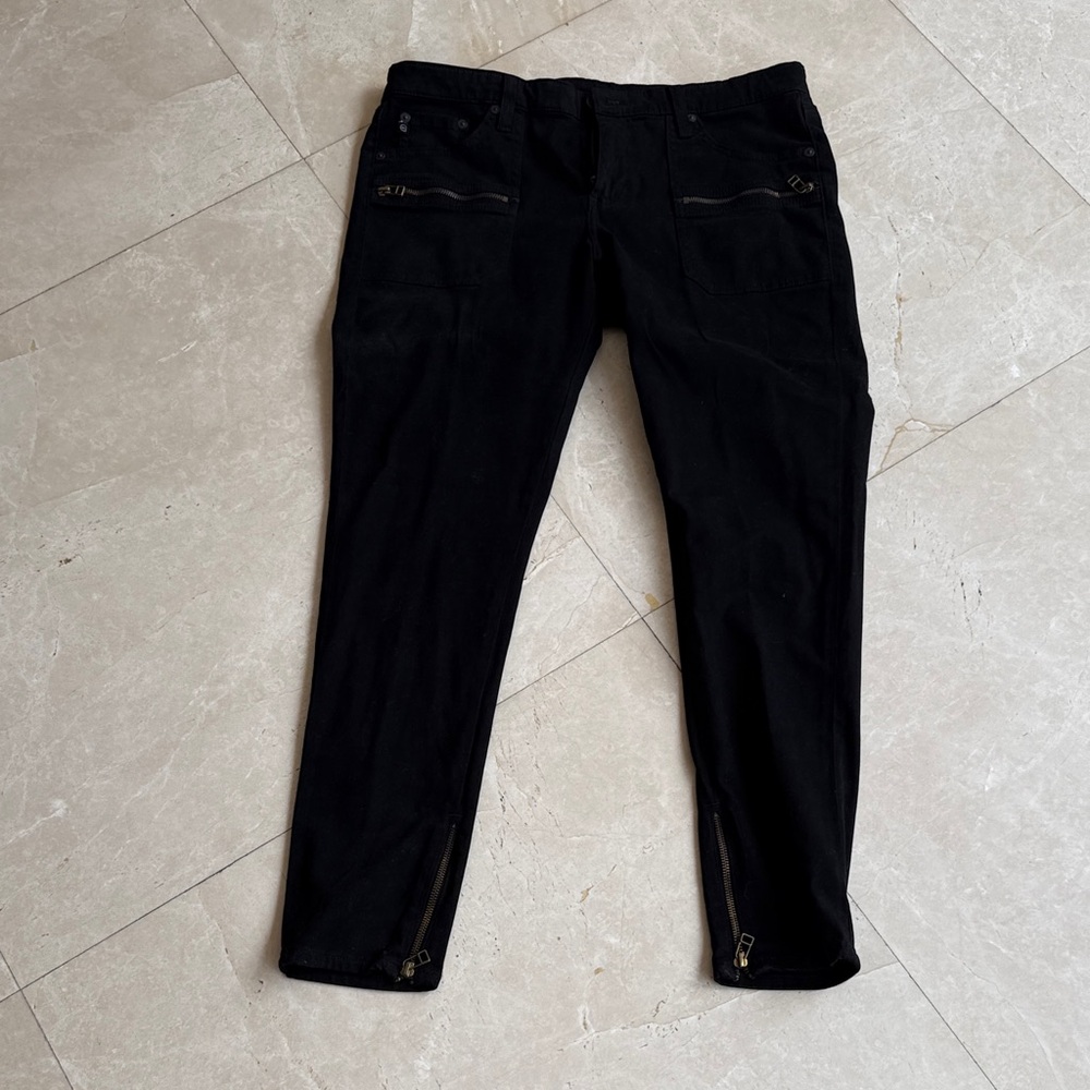 AG - Black Zipper Detail Skinny Pants